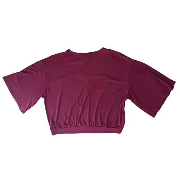 Torrid Textured Jersey V-Neck Button Down Dolman Crop Top Women's Size 3 NWT! - Picture 3 of 9